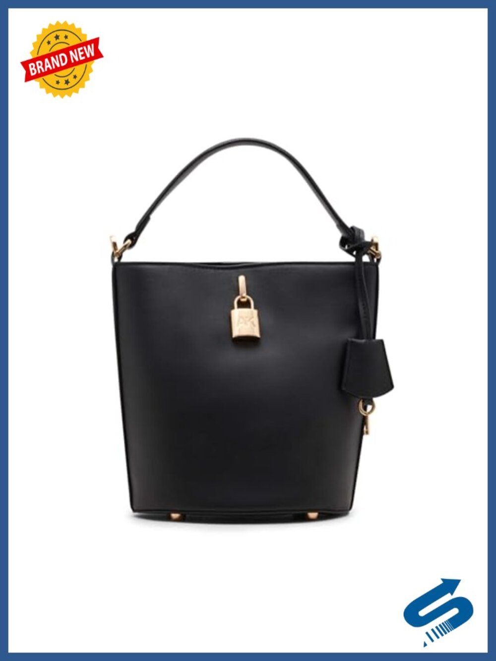 Anne Klein Small Lock Bucket Bag Convertible Strap Women's PVC